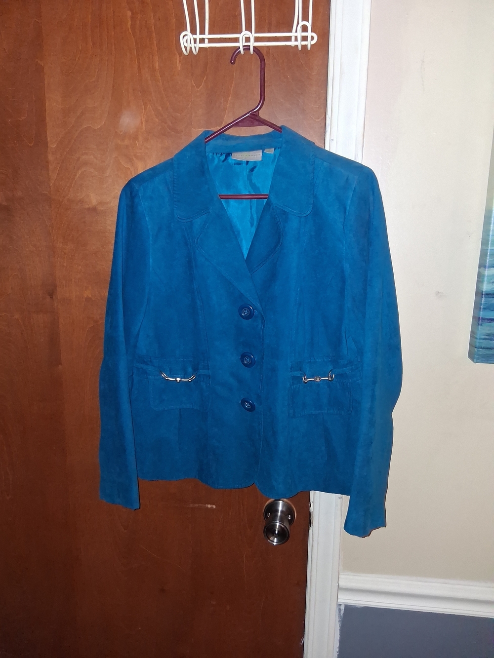 Studio Works Blue Suede Button-Front Blazer